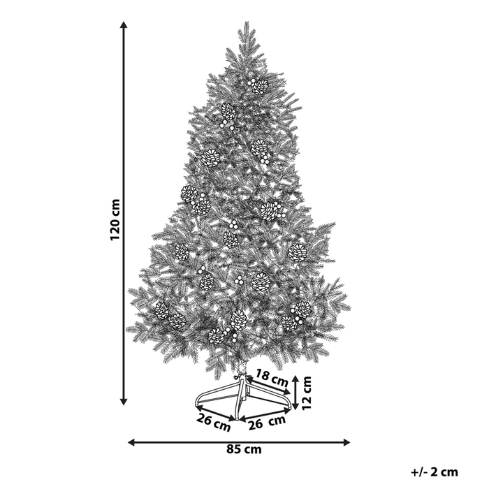 Albero di Natale con Neve Artificiale con Pigne e Bacche Rosse 120 cm