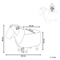 Pouf per Bambini in Tessuto Effetto Pelle Beige con Gambe in Legno