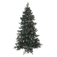 Albero di Natale con Neve Artificiale con Pigne e Bacche Rosse 180 cm