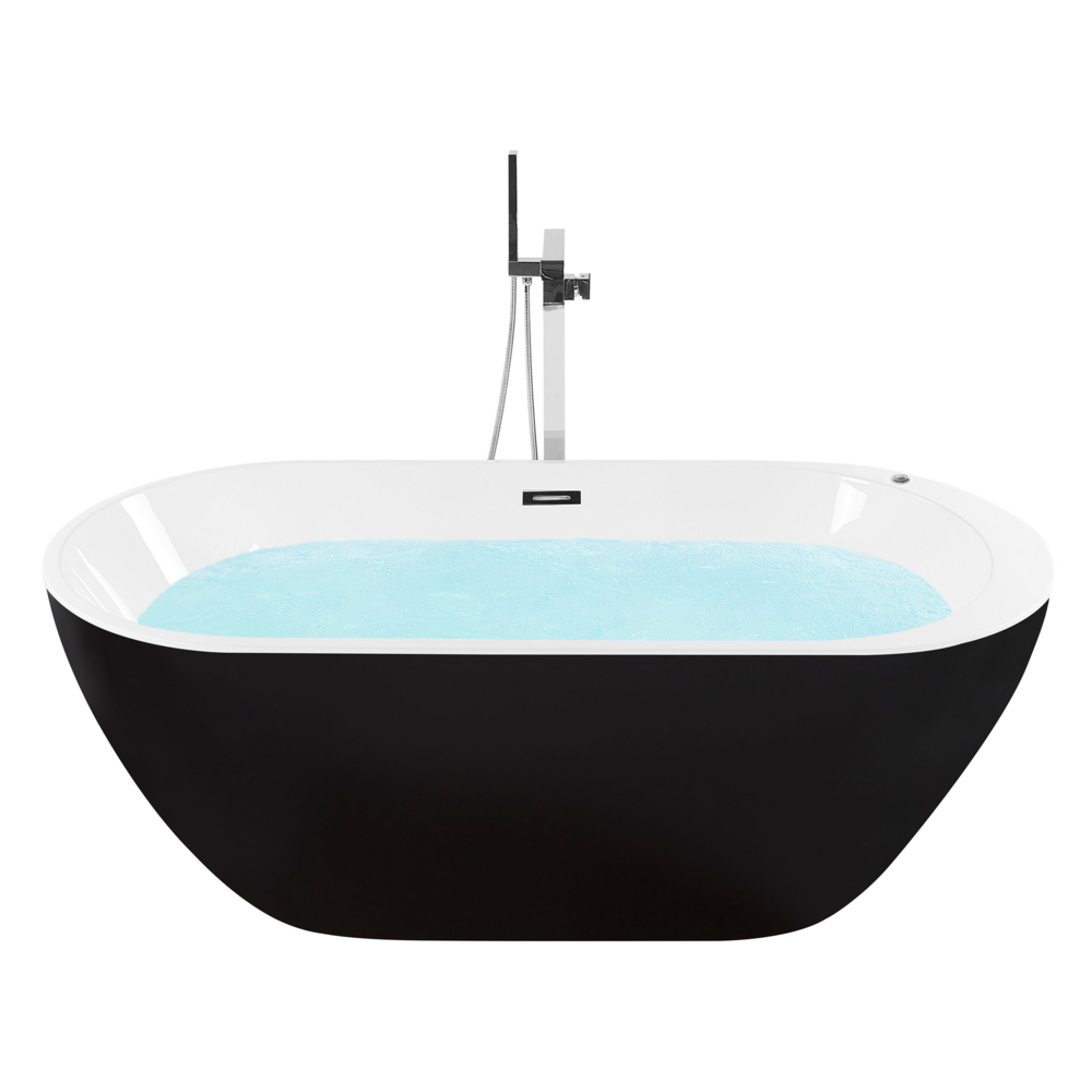 Vasca Idromassaggio Freestanding Ovale in Acrilico Nero 170 cm s Bagno moderno contemporaneo elegante