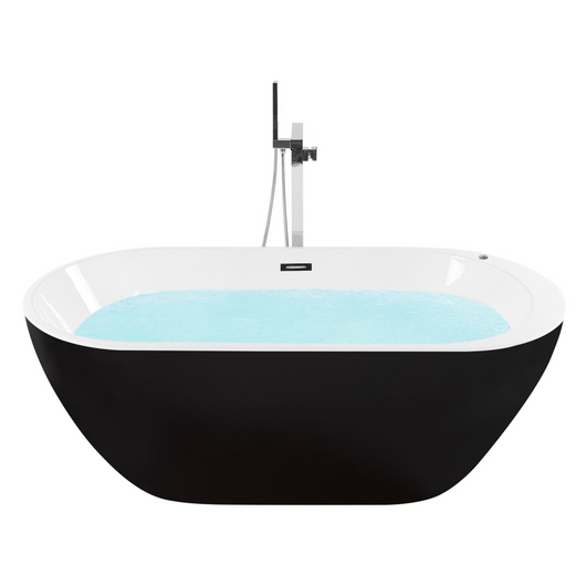 Vasca Idromassaggio Freestanding Ovale in Acrilico Nero 170 cm s Bagno moderno contemporaneo elegante