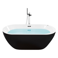 Vasca Idromassaggio Freestanding Ovale in Acrilico Nero 170 cm s Bagno moderno contemporaneo elegante