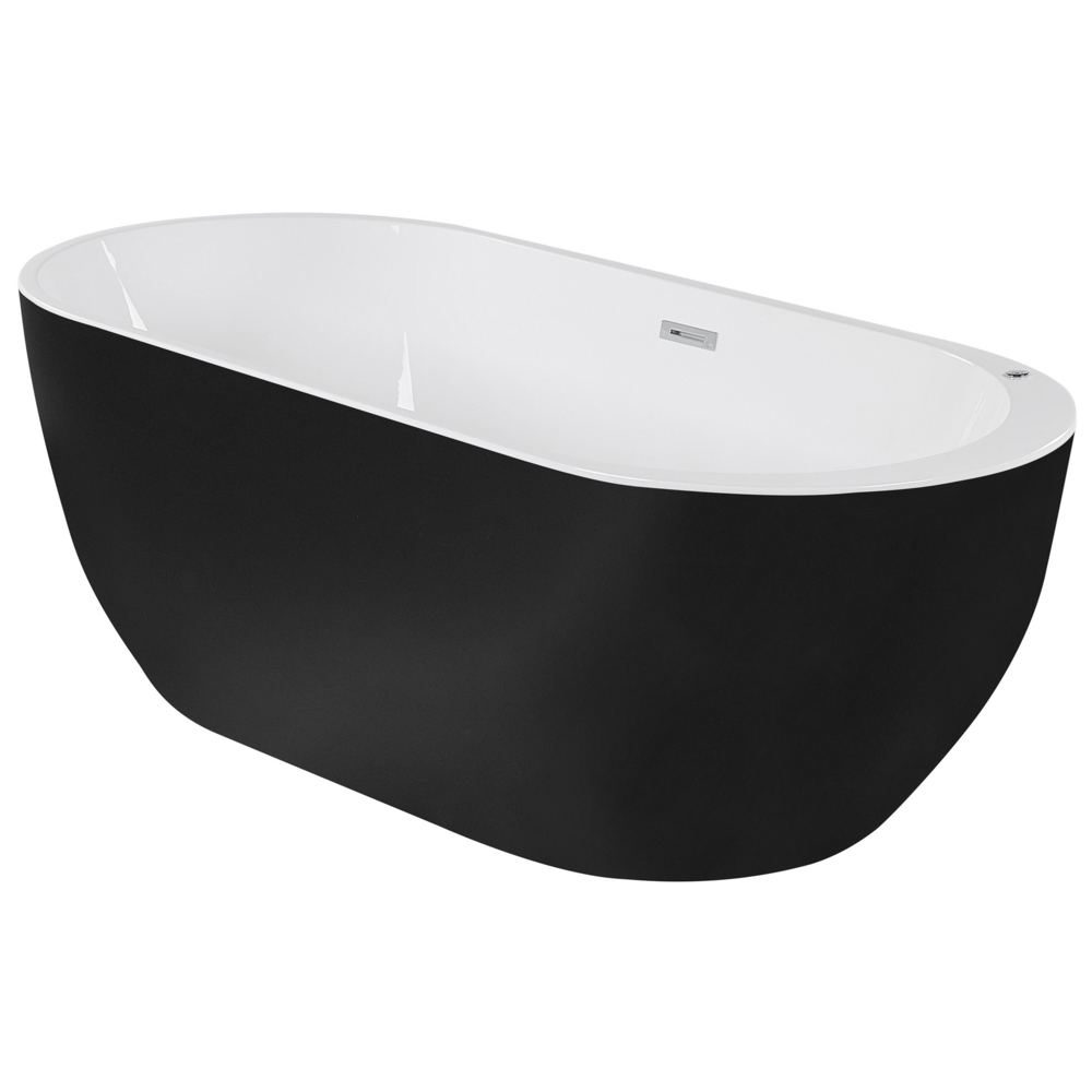 Vasca Idromassaggio Freestanding Ovale in Acrilico Nero 170 cm s Bagno moderno contemporaneo elegante