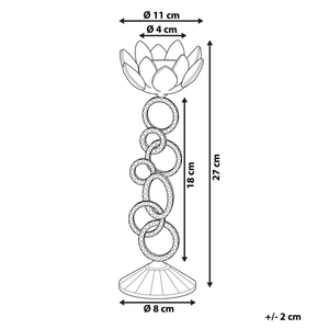 Candeliere alto portacandele gamba d'argento a forma di fiore di cristallo