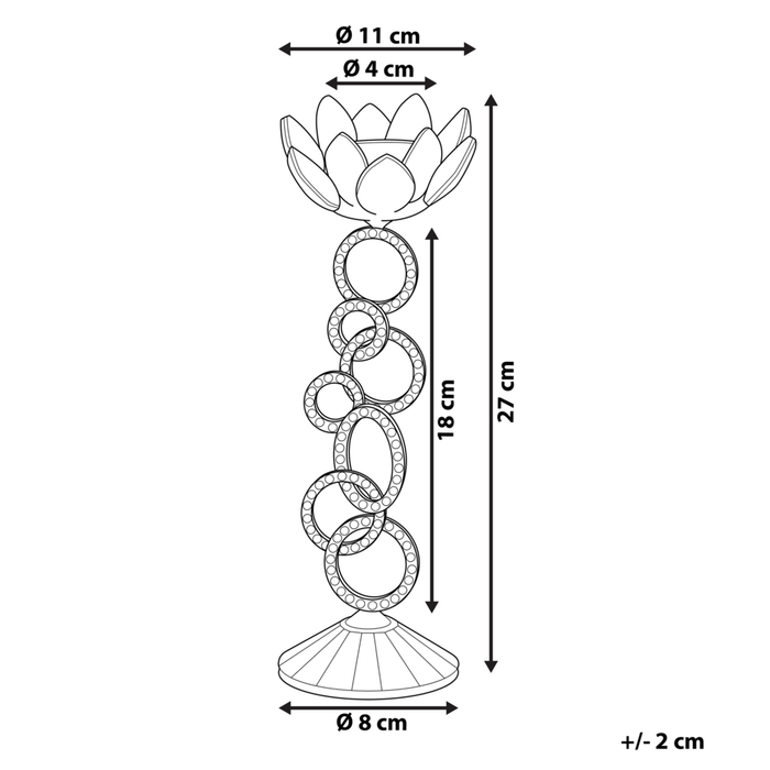 Candeliere alto portacandele gamba d'argento a forma di fiore di cristallo