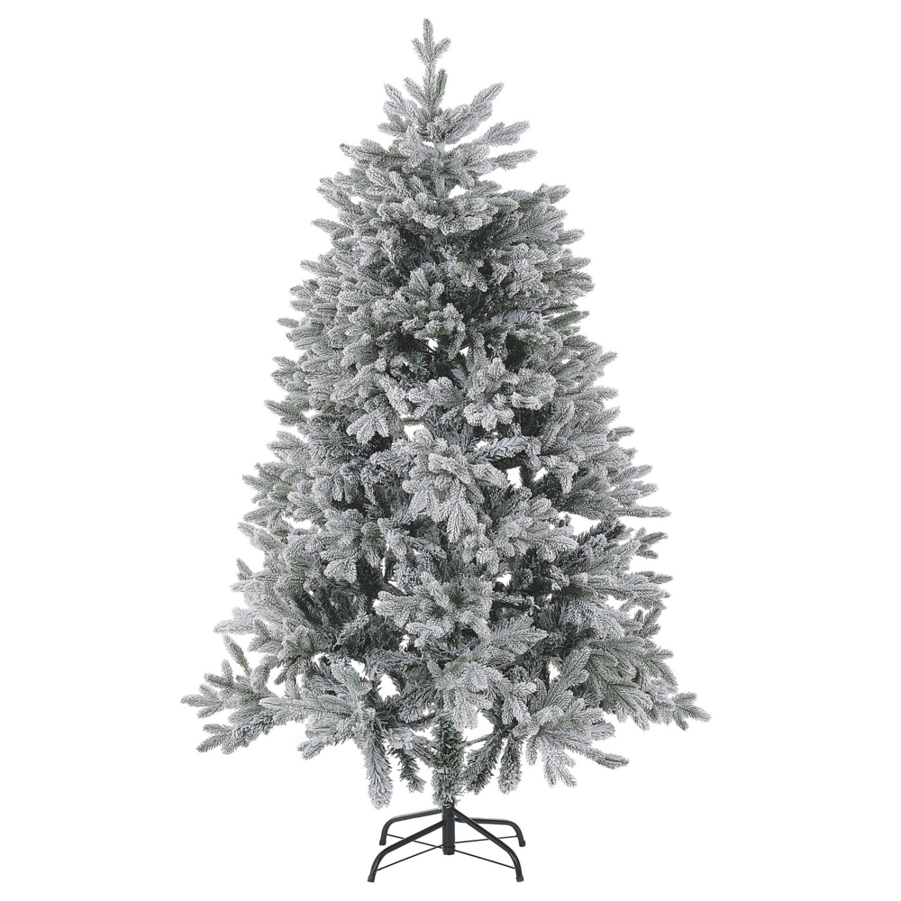 Albero di Natale Bianco Artificiale Innevato Base in Metallo PVC 180 cm