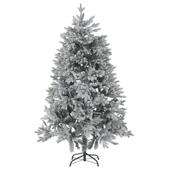 Albero di Natale Bianco Artificiale Innevato Base in Metallo PVC 180 cm