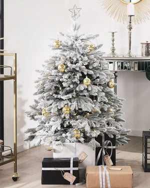Albero di Natale Bianco Artificiale Innevato Base in Metallo PVC 120 cm