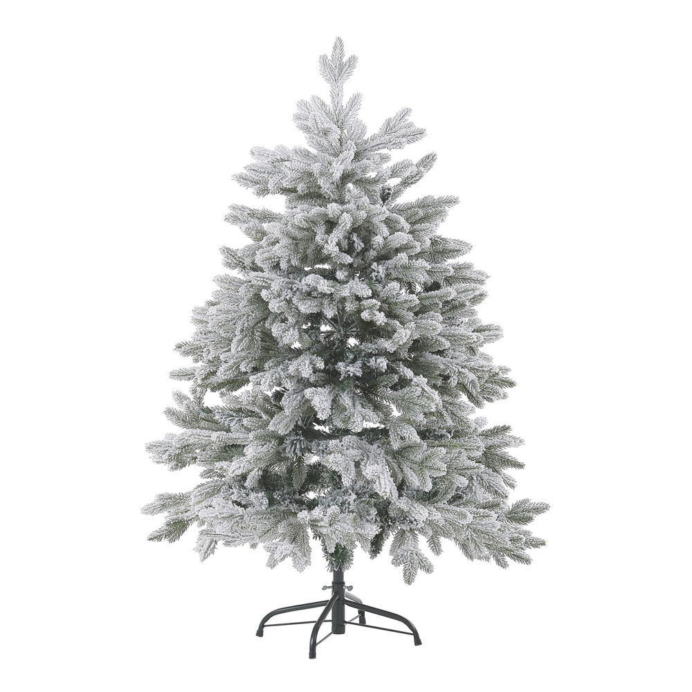 Albero di Natale Bianco Artificiale Innevato Base in Metallo PVC 120 cm