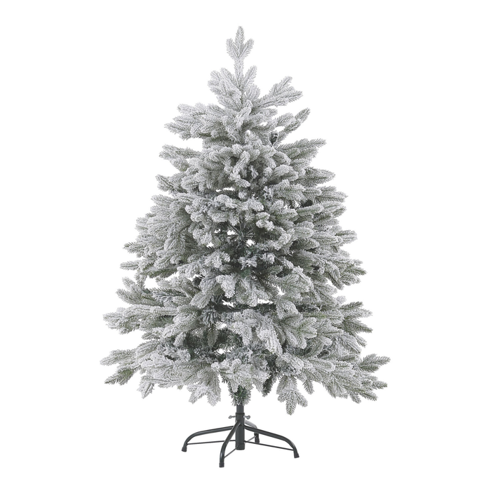 Albero di Natale Bianco Artificiale Innevato Base in Metallo PVC 120 cm