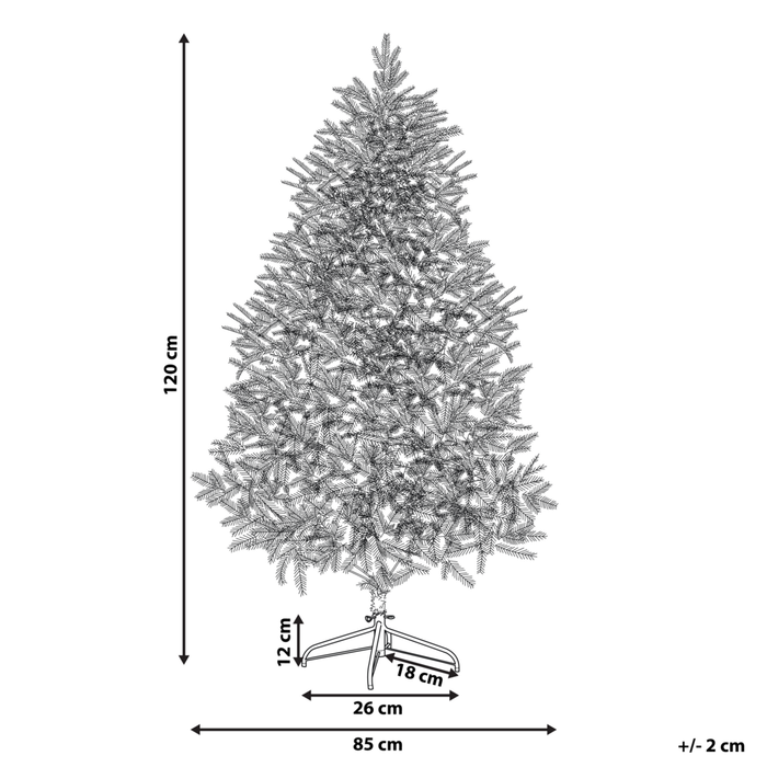 Albero di Natale Bianco Artificiale Innevato Base in Metallo PVC 120 cm