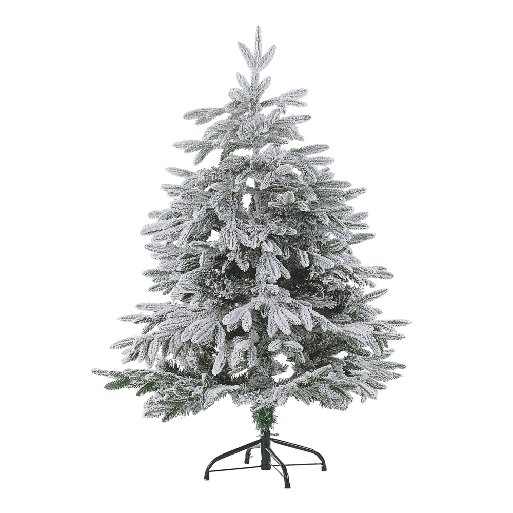 Albero di Natale Artificiale Bianco Innevato Base Metallo PVC 120 cm
