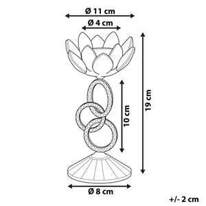 Candeliere Portacandele Gamba D'argento A Forma Di Fiore Di Cristallo