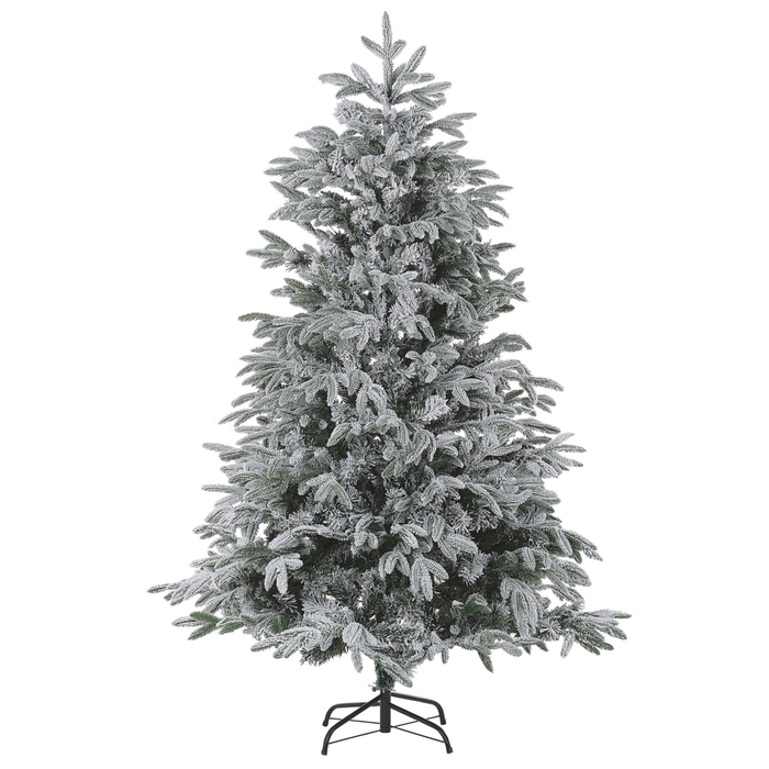 Albero di Natale Artificiale Bianco Innevato Base Metallo PVC 210 cm