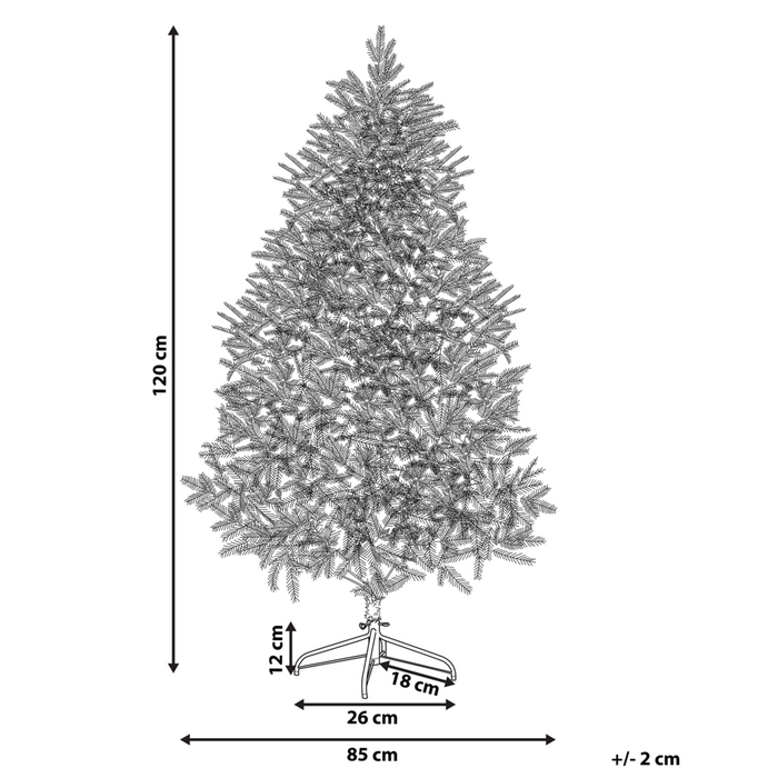 Albero di Natale Artificiale Bianco Innevato Base Metallo PVC 120 cm