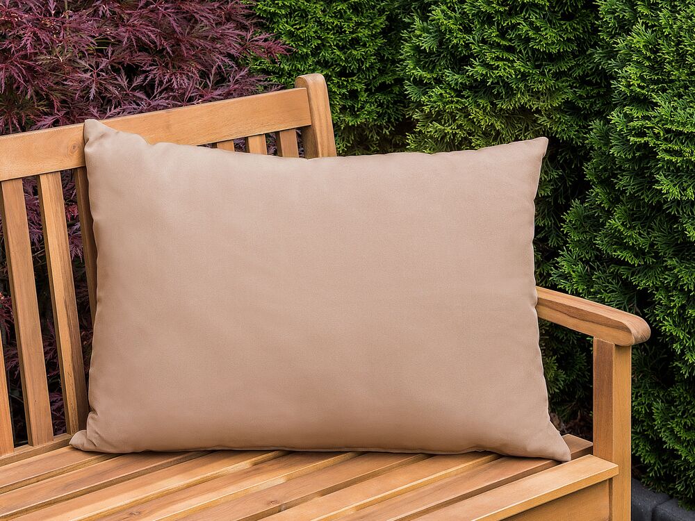 Set di 2 cuscini per esterni in poliestere sabbia beige 50 x 70 cm con cerniera e design moderno