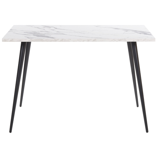 Tavolo da Pranzo Effetto Marmo Bianco Piano Gambe in Metallo Nero Rettangolare 120 x 80 cm per 4 Persone Stile Glamour Moderno