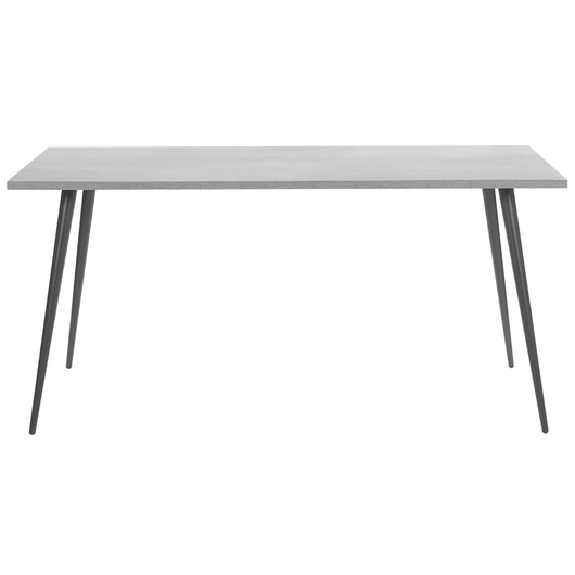 Tavolo da Pranzo Piano Effetto Cemento Gambe in Metallo Nero Rettangolare 160 x 80 cm per 6 Persone Stile Glamour Moderno