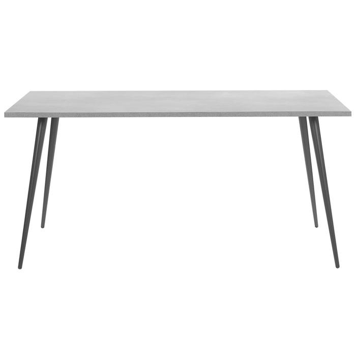 Tavolo da Pranzo Piano Effetto Cemento Gambe in Metallo Nero Rettangolare 160 x 80 cm per 6 Persone Stile Glamour Moderno