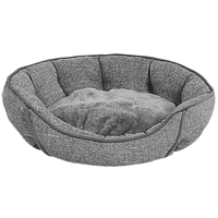 Cuccia Imbottita Grigia Ovale Animali Piccola e Media Taglia 65 x 50 cm