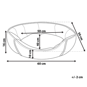 Cuccia Imbottita Grigia Ovale Animali Piccola e Media Taglia 65 x 50 cm