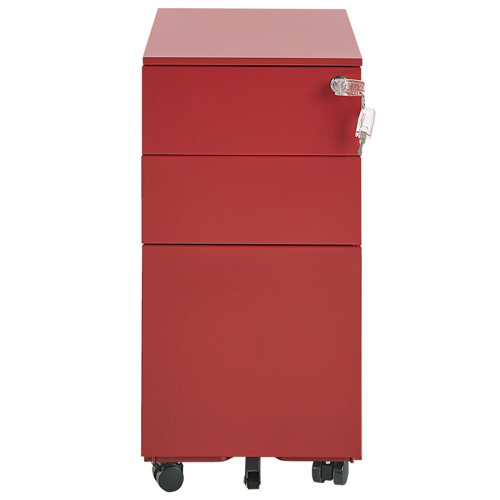 Armadietto mobile contenitore In Metallo Rosso Con 3 Cassetti Con Serratura A Chiave Ruote Industriali Moderni Home Office Garage