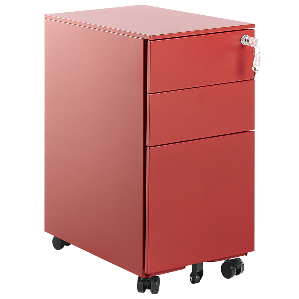 Armadietto mobile contenitore In Metallo Rosso Con 3 Cassetti Con Serratura A Chiave Ruote Industriali Moderni Home Office Garage