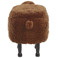 Pouf animaletto Sgabello per bambini Poggiapiedi in pelliccia sintetica marrone con gambe in legno portaoggetti Seggiolino per bambini