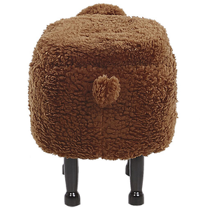 Pouf animaletto Sgabello per bambini Poggiapiedi in pelliccia sintetica marrone con gambe in legno portaoggetti Seggiolino per bambini
