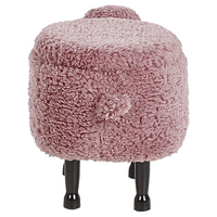 Pouf animaletto Sgabello per bambini Poggiapiedi in pelliccia sintetica rosa con gambe in legno portaoggetti Seggiolino per bambini