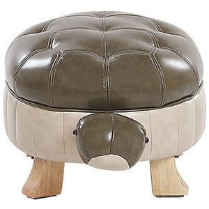 Pouf animaletto Sgabello per bambini Poggiapiedi in ecopelle verde Gambe in legno Sedile per cameretta dei bambini