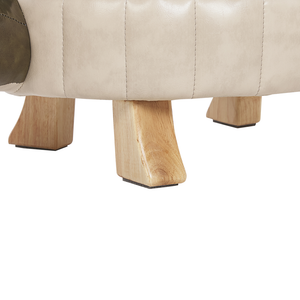 Pouf animaletto Sgabello per bambini Poggiapiedi in ecopelle verde Gambe in legno Sedile per cameretta dei bambini