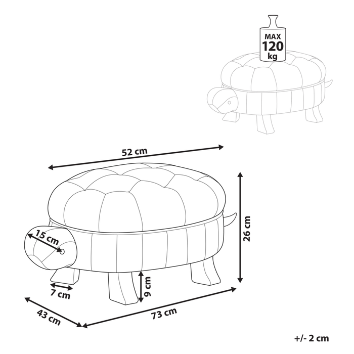 Pouf animaletto Sgabello per bambini Poggiapiedi in ecopelle verde Gambe in legno Sedile per cameretta dei bambini