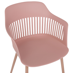 Set di 2 sedie da pranzo rosa materiale sintetico gambe in metallo schienale aperto da lavoro soggiorno moderno