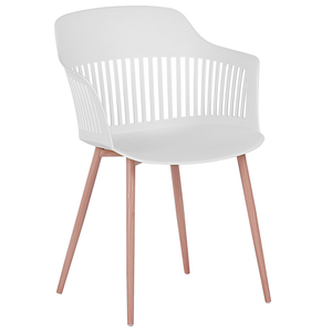 Set di 2 sedie da pranzo bianche in materiale sintetico gambe in metallo con schienale aperto da lavoro soggiorno moderno