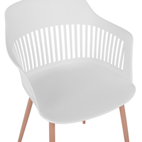 Set di 2 sedie da pranzo bianche in materiale sintetico gambe in metallo con schienale aperto da lavoro soggiorno moderno