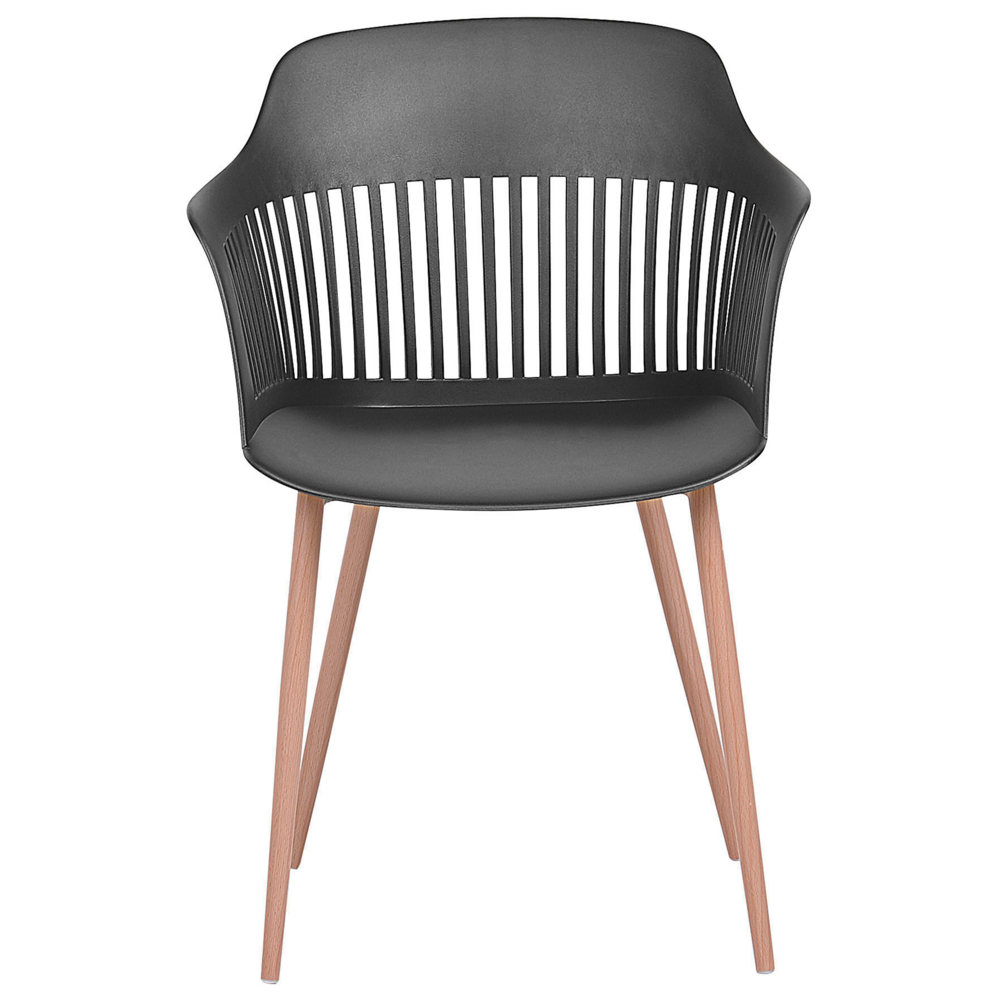 Set di 2 sedie da pranzo in materiale sintetico Nero con gambe in metallo schienale da lavoro aperto soggiorno moderno