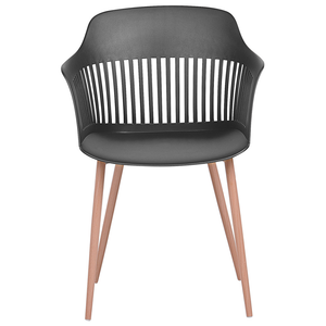 Set di 2 sedie da pranzo in materiale sintetico Nero con gambe in metallo schienale da lavoro aperto soggiorno moderno