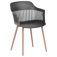 Set di 2 sedie da pranzo in materiale sintetico Nero con gambe in metallo schienale da lavoro aperto soggiorno moderno