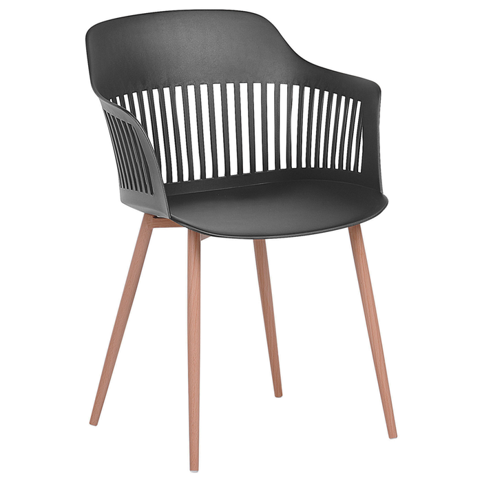 Set di 2 sedie da pranzo in materiale sintetico Nero con gambe in metallo schienale da lavoro aperto soggiorno moderno