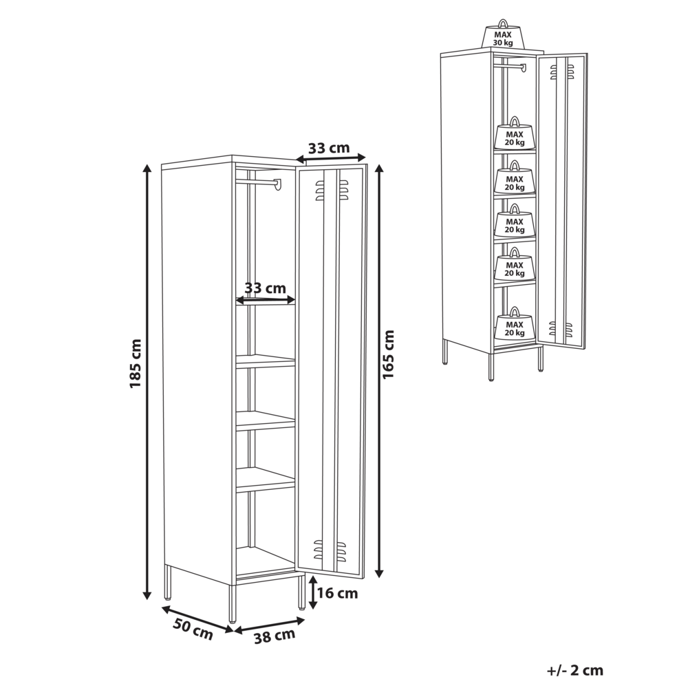 Armadietto mobile contenitore Armadietto In Metallo Verde Con 5 Ripiani E Binario Moderno Home Office
