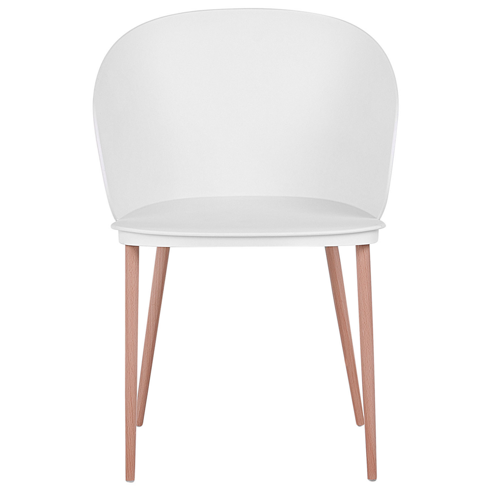 Set di 2 sedie da pranzo bianche in materiale sintetico con gambe in metallo per soggiorno moderno