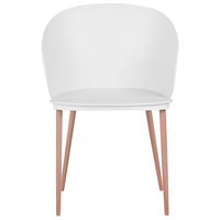 Set di 2 sedie da pranzo bianche in materiale sintetico con gambe in metallo per soggiorno moderno