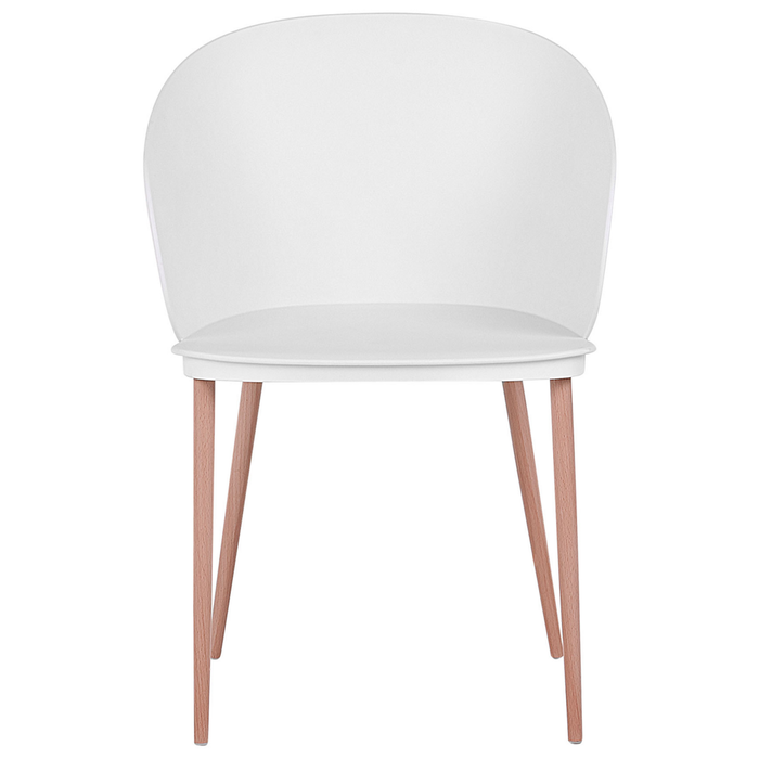 Set di 2 sedie da pranzo bianche in materiale sintetico con gambe in metallo per soggiorno moderno