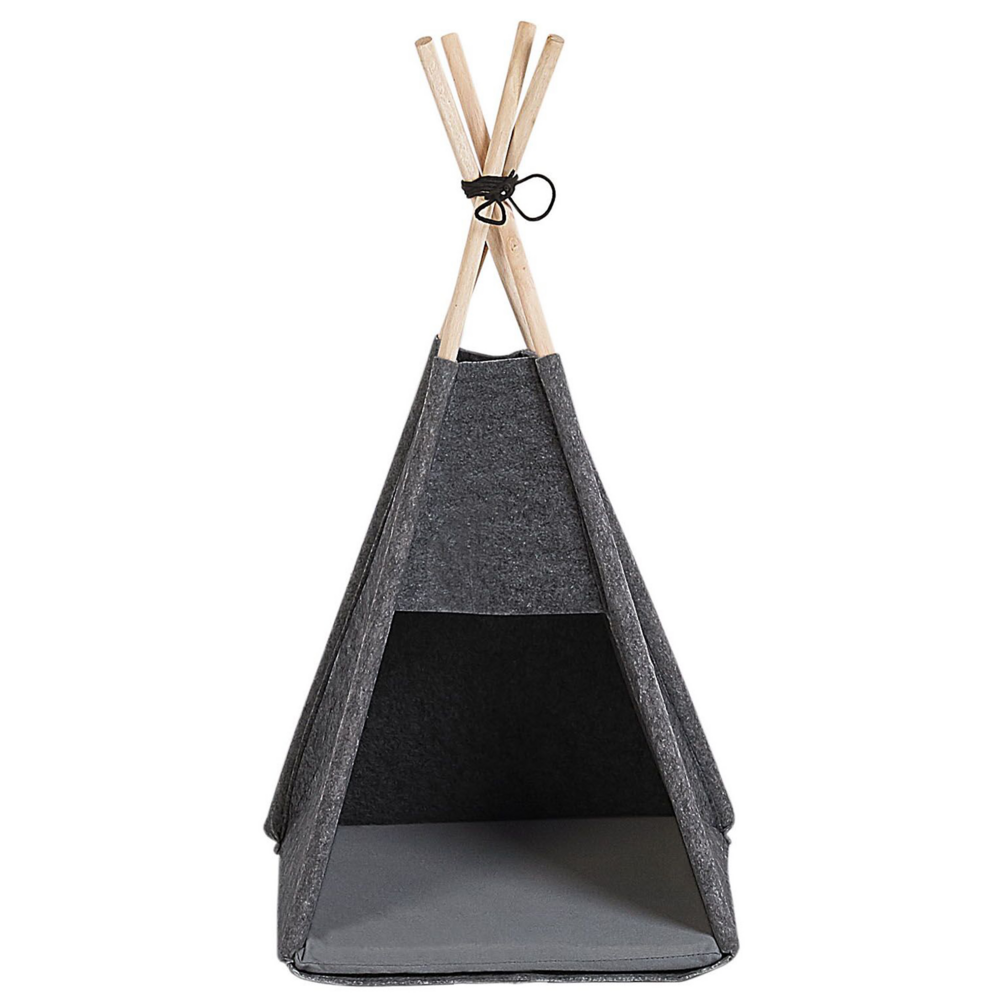 Cuccia a forma di Tenda in feltro grigio scuro 35 x 40 cm per cani e gatti con imbottitura
