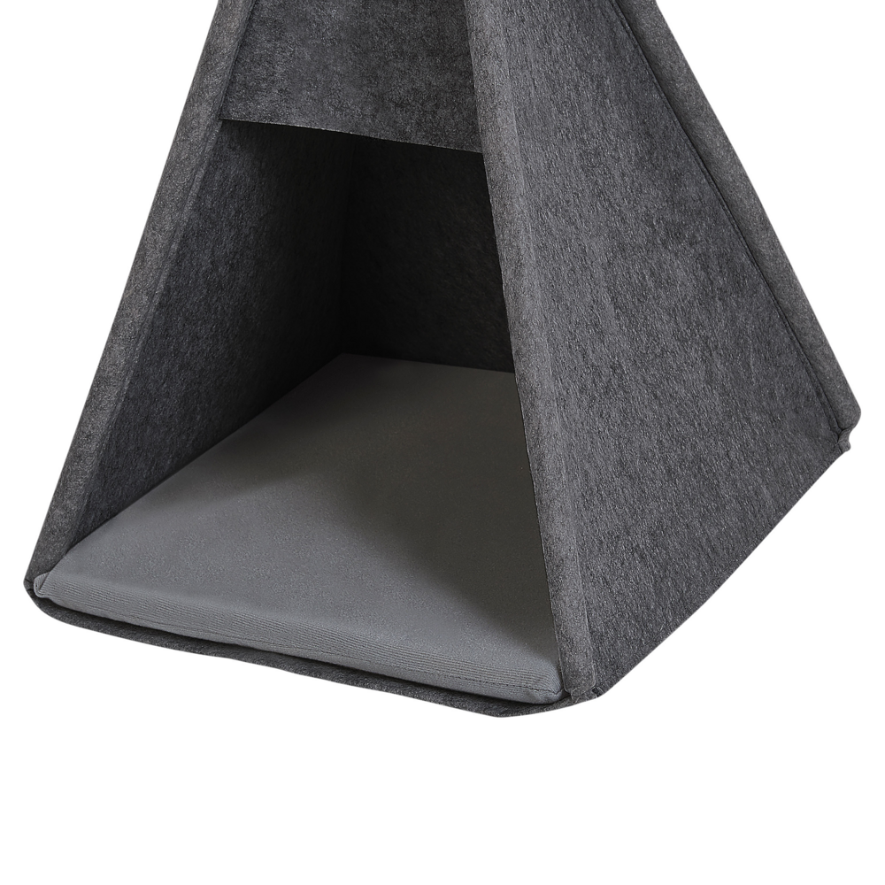 Cuccia a forma di Tenda in feltro grigio scuro 35 x 40 cm per cani e gatti con imbottitura