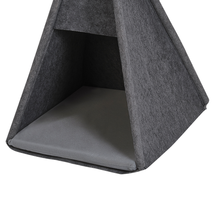 Cuccia a forma di Tenda in feltro grigio scuro 35 x 40 cm per cani e gatti con imbottitura