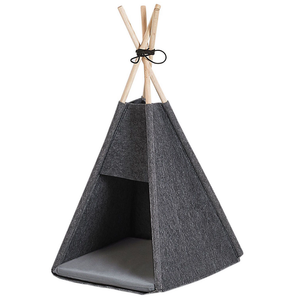 Cuccia a forma di Tenda in feltro grigio scuro 35 x 40 cm per cani e gatti con imbottitura