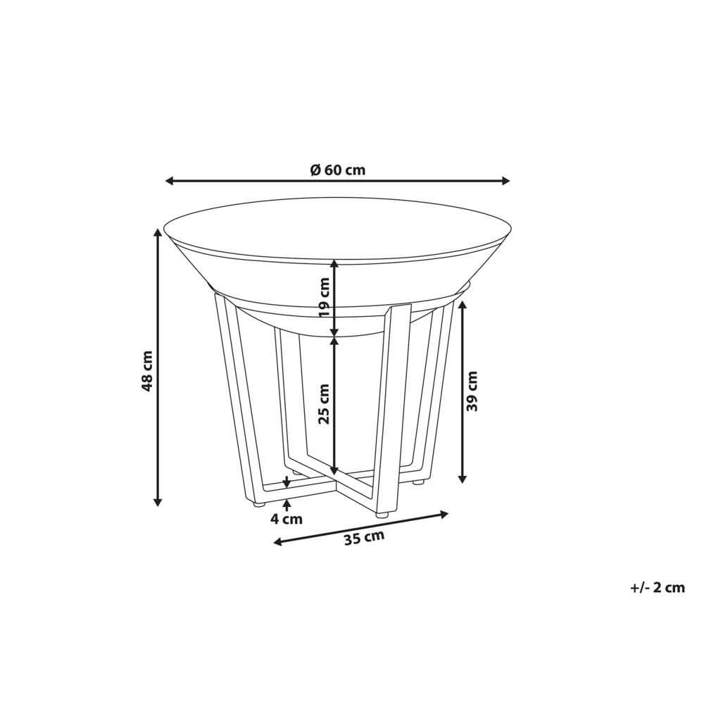 Braciere per braciere in acciaio Nero tondo basso per esterni in metallo a carbonella