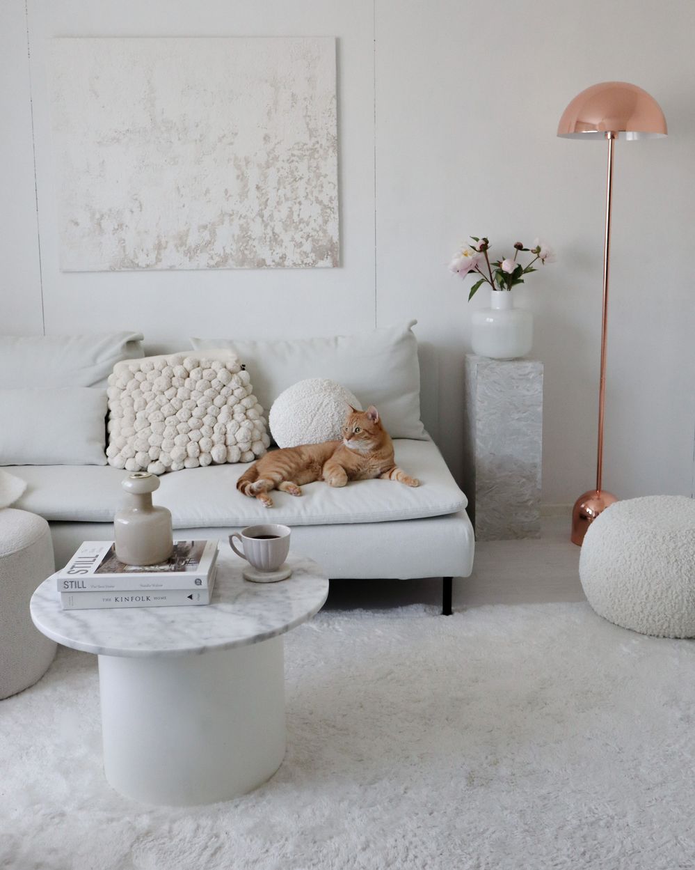 Lampada da Terra Rame Metallo 158 cm Rame Lucido Paralume Rotondo Soggiorno Luce